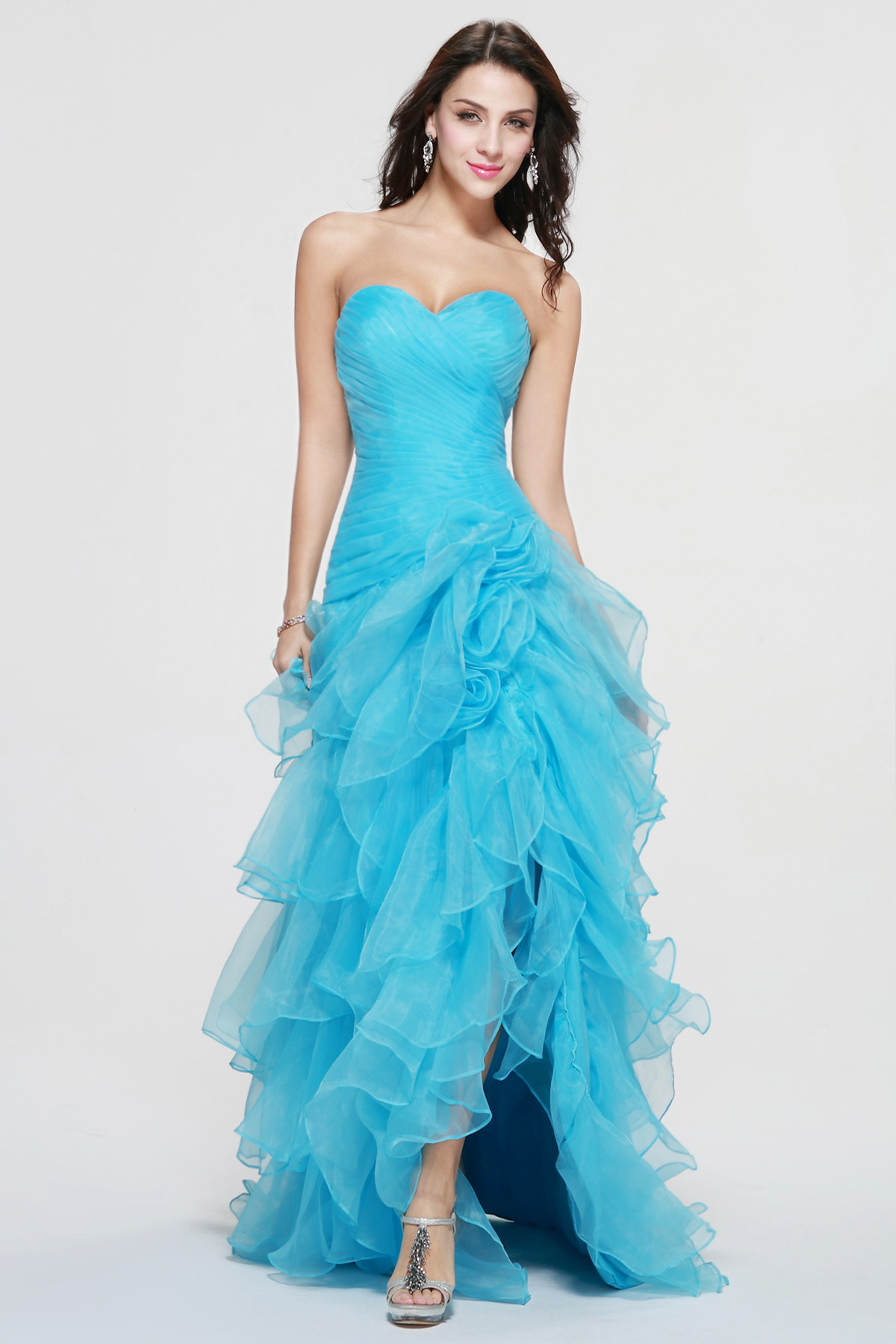 Organza Abiti BrideSire Tubino/Column Cuore Asimmetrico